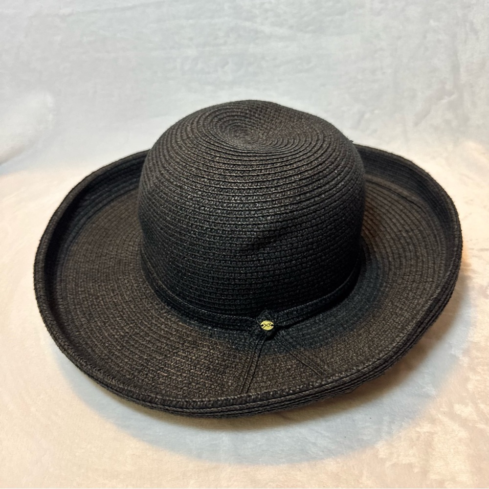 Betmar New York Vintage Black Rolled Brim Straw Sun Hat Resort Wear Retro - Picture 4 of 9